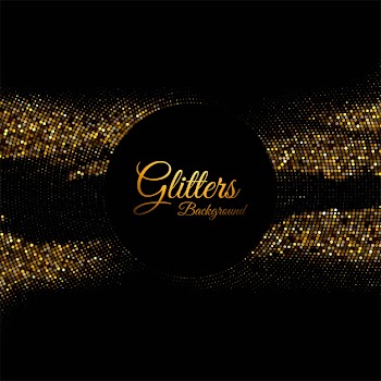 Abstract shiny golden glitters on black background Free Vector