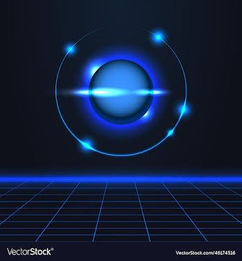 abstract shiny outer space blue planet orbit