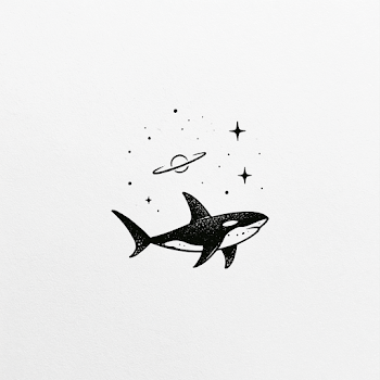 Abstract Space Shark Tattoo Design