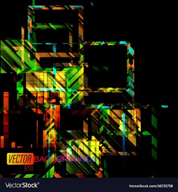 Abstract square shapes colors concepts on a black vector image