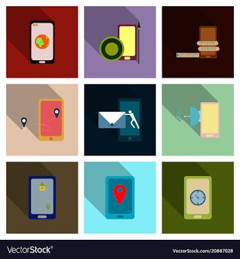 Abstract style modern and vintage mobile gadgets vector image