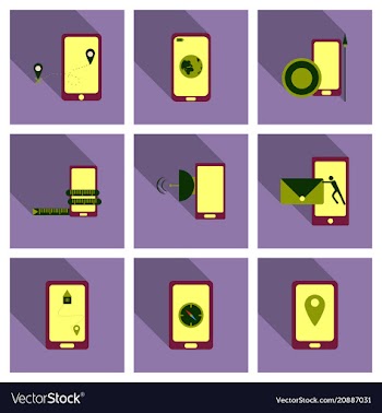 Abstract style modern and vintage mobile gadgets vector image