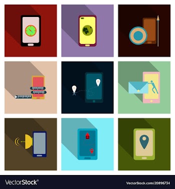 Abstract style modern and vintage mobile gadgets vector image