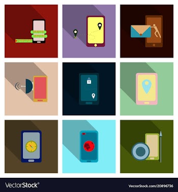 Abstract style modern and vintage mobile gadgets vector image