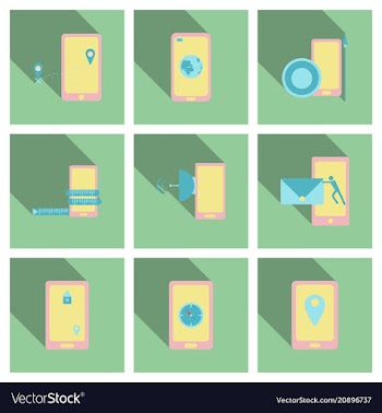 Abstract style modern and vintage mobile gadgets vector image