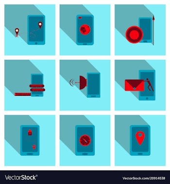Abstract style modern and vintage mobile gadgets vector image