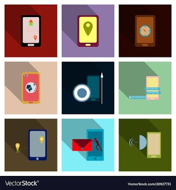 Abstract style modern and vintage mobile gadgets vector image