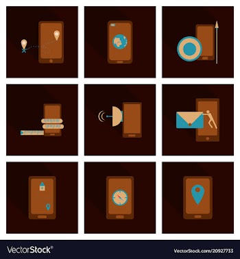 Abstract style modern and vintage mobile gadgets vector image