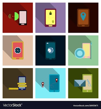 Abstract style modern and vintage mobile gadgets vector image