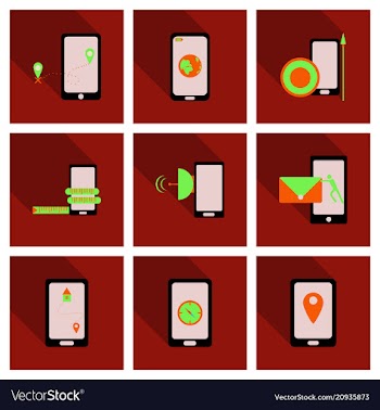 Abstract style modern and vintage mobile gadgets vector image