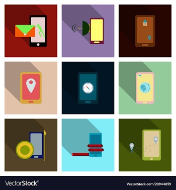 Abstract style modern and vintage mobile gadgets vector image