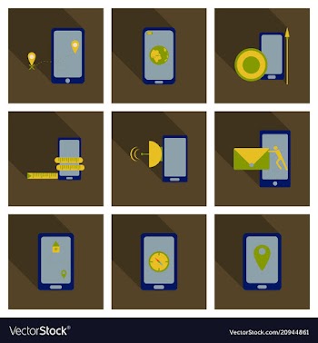 Abstract style modern and vintage mobile gadgets vector image