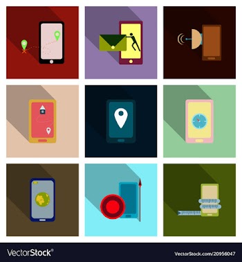 Abstract style modern and vintage mobile gadgets vector image