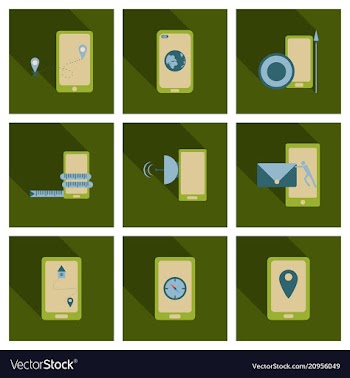 Abstract style modern and vintage mobile gadgets vector image