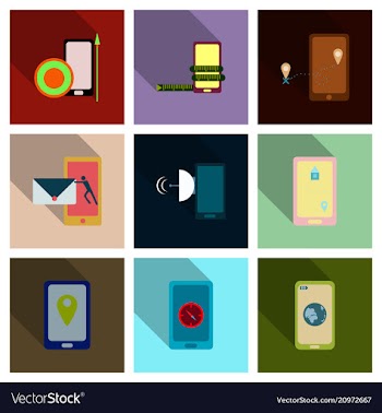 Abstract style modern and vintage mobile gadgets vector image