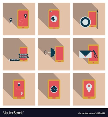 Abstract style modern and vintage mobile gadgets vector image