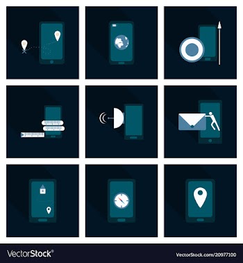 Abstract style modern and vintage mobile gadgets vector image