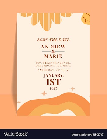 abstract style wedding invitation