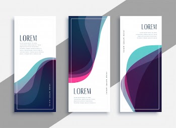 Abstract transparent curve shapes banner set Free Vector