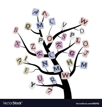 Abstract tree with letters vector image