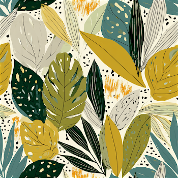 Abstract Tropical Botanical Leaves Pattern