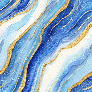 Abstract Watercolor Elegance: Cobalt Blue and Gold Flow Abstract Watercolor Elegance: Cobalt Blue and Gold Flow