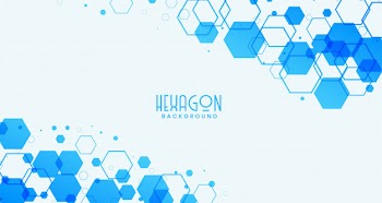 Abstract white background with blue hexagonal shapes Free Vector