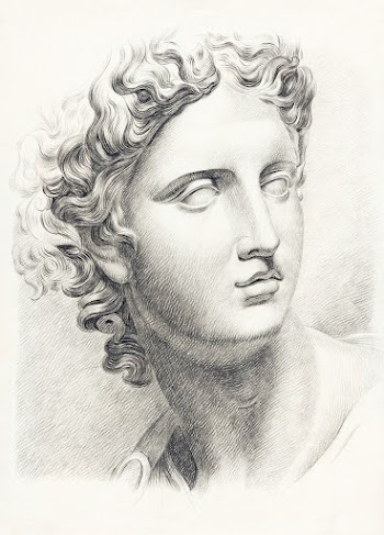 Academiestudie naar een gips van een antiek beeld: manskop, naar rechts (ca .1819&ndash;1888) by Johannes Tavenraat. Original from The Rijksmuseum. Digitally enhanced by rawpixel.