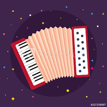 accordion instrument musical in purple background design