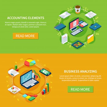 Accounting horizontal banners collection Free Vector