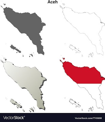Aceh blank outline map set vector image