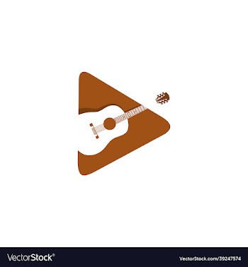 acoustic guitar play button logo symbol