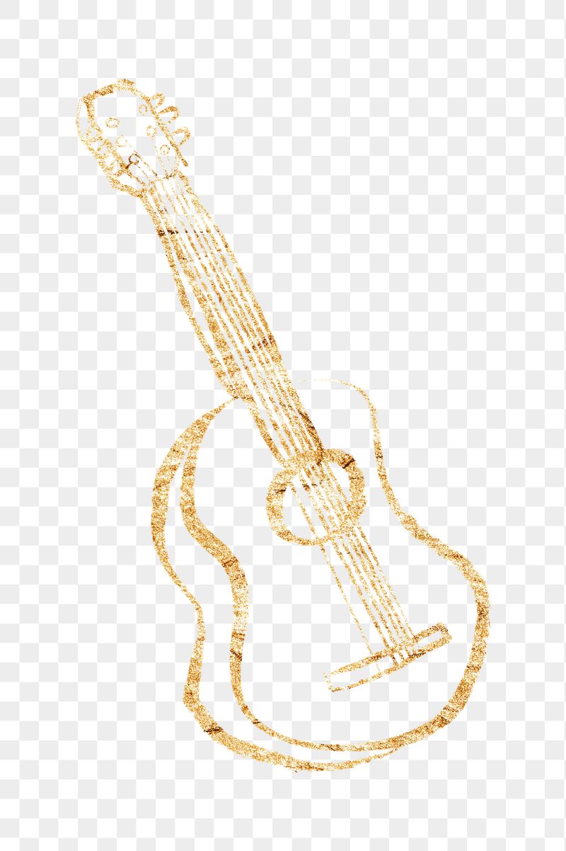 Acoustic guitar png sticker, gold | Free PNG Illustration - rawpixel