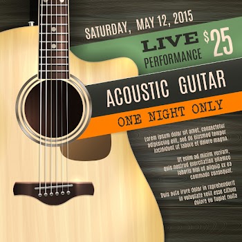 Acoustic guitar poster Free Vector