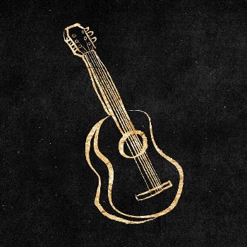 Acoustic guitar sticker, gold aesthetic | Free PSD Illustration - rawpixel