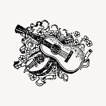 Acoustic guitars drawing, vintage music | Free Vector Illustration - rawpixel