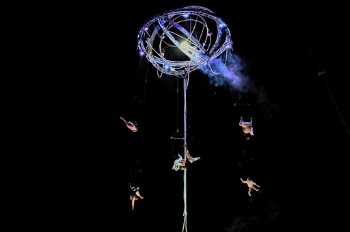Acrobats Performing on Tower