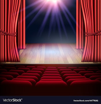 act drape with red curtains