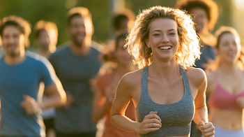 Active Friends Jogging in City Park