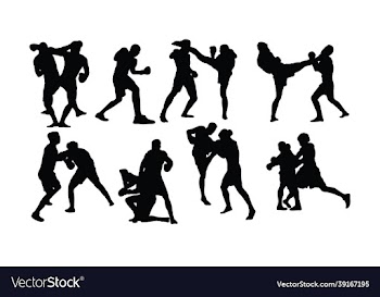 activities silhouette sports wrestling and boxing