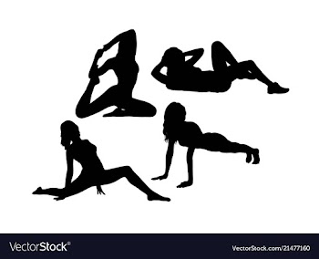  					Activity gymnastics and exercises silhouettes vector image														