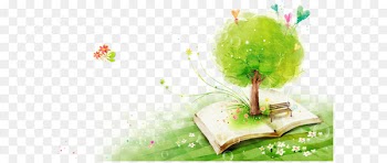 Acuarela Para Principiantes Landscape Green Watercolor painting - Trees in books 