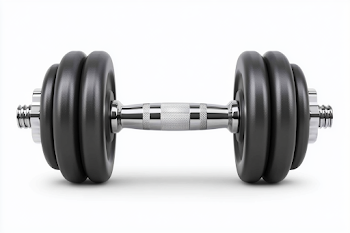 Adjustable Dumbbell with Chrome Bar and Black Weight Plates
