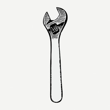 Adjustable wrench drawing, tool vintage | Free PSD - rawpixel