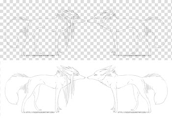 Adoptables Free Lines, two wolf sketch transparent background PNG clipart