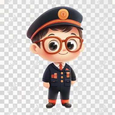 Adorable 2D Baby Train Conductor Character Design Adorable 2D Baby Train Conductor Character Design