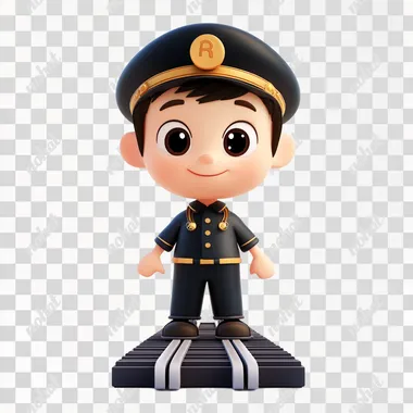 Adorable 2D Baby Train Conductor Character Design Adorable 2D Baby Train Conductor Character Design