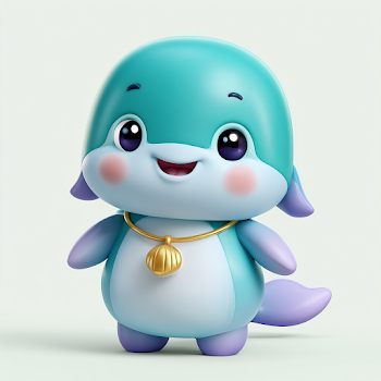 Adorable 3D Cartoon Whale Character for Kids