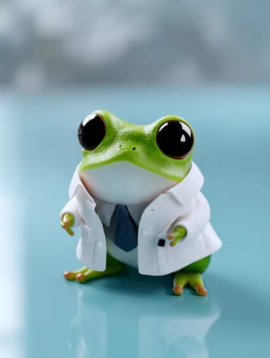 Adorable 3D Frog Scientist in Kawaii Style Adorable 3D Frog Scientist in Kawaii Style
