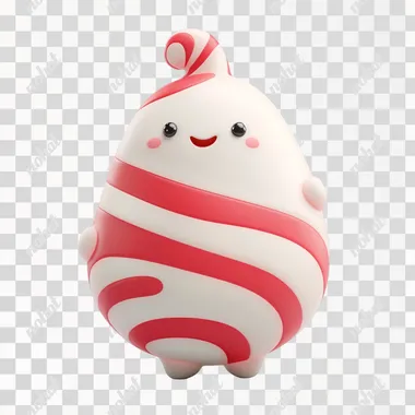 Adorable 3D Peppermint Candy Cane Cartoon Design